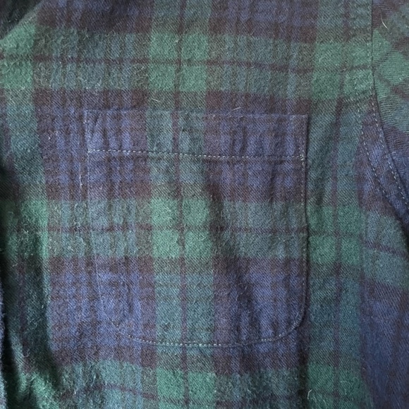 Women's L.L. Bean Scotch Plaid Green Blue Flannel Relaxed Fit Size Large Petite - Picture 5 of 11